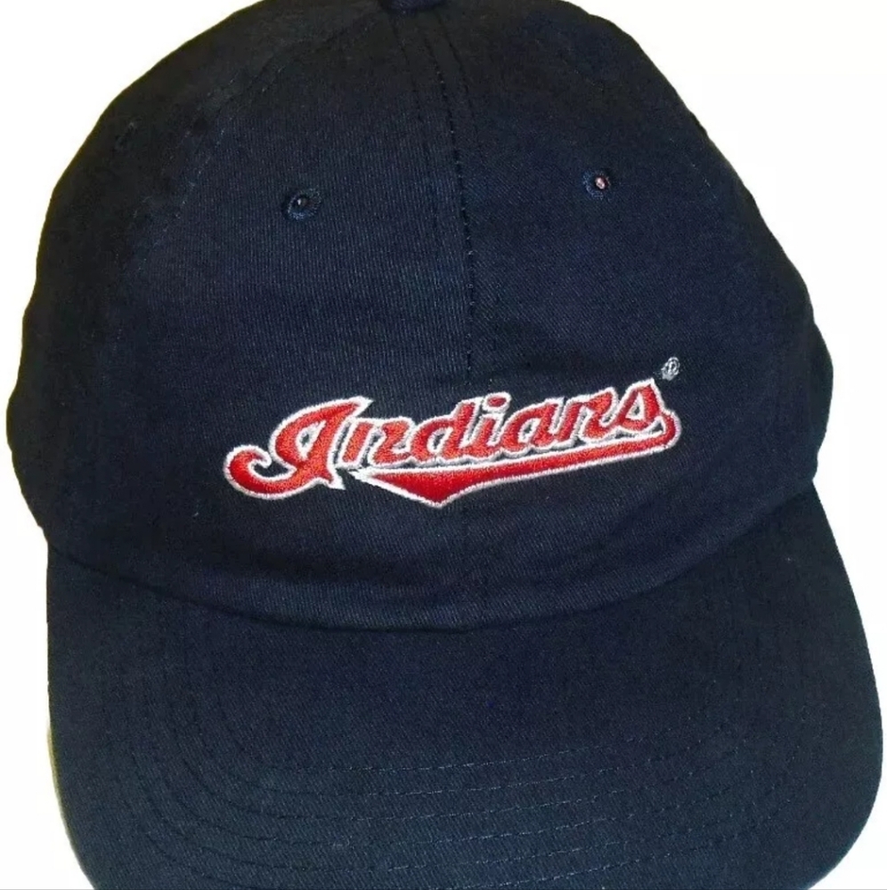Cleveland Indians 90s Vintage Script Logo Adjustable Strapback hat Mlb